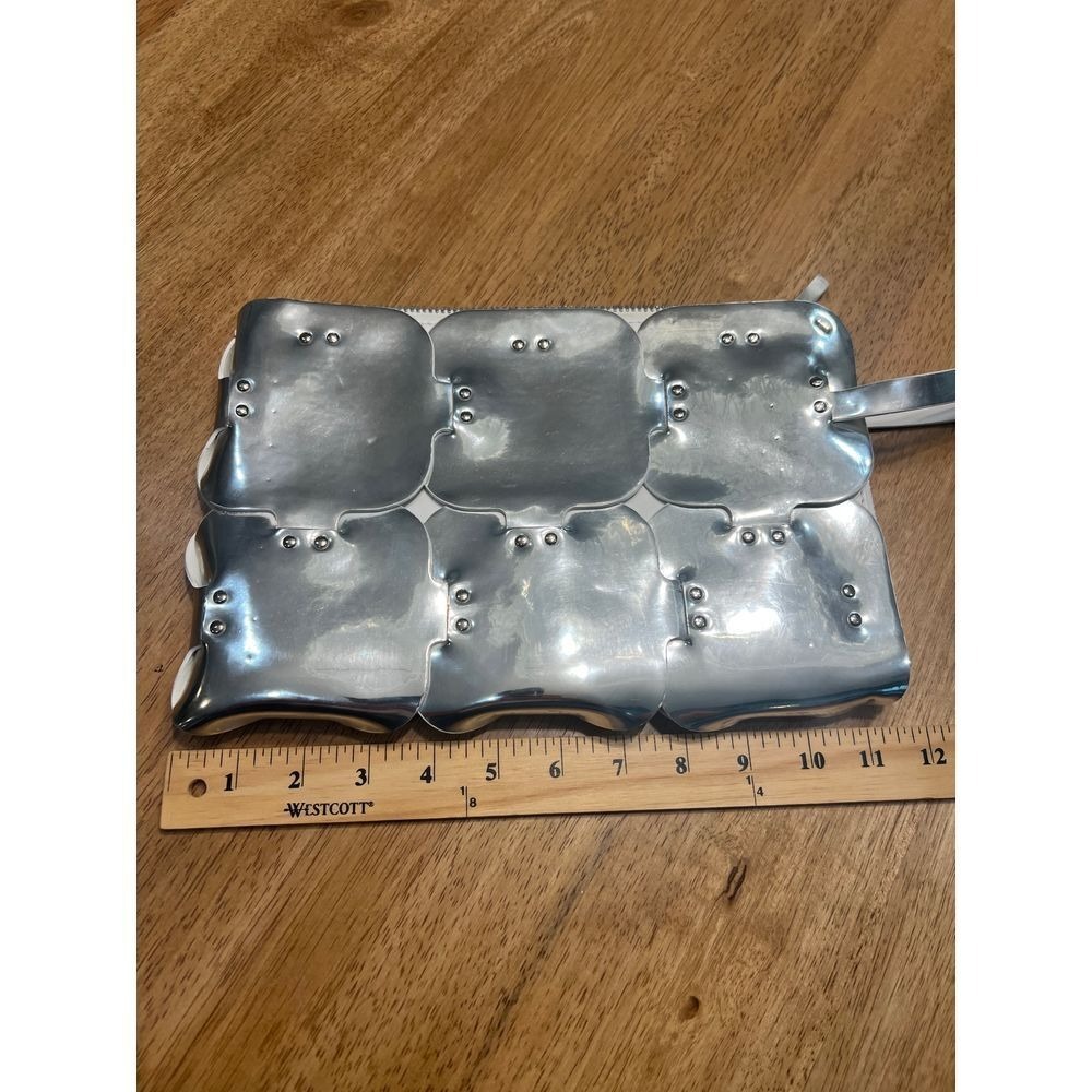 Paco Rabanne Mirrored Silver element Dragonne Wristlet bag pouch clutch - Picture 2 of 15